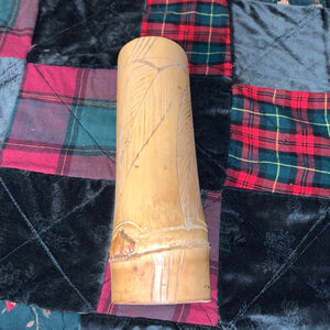 Unbranded Bamboo Carved Vase One Size Beige